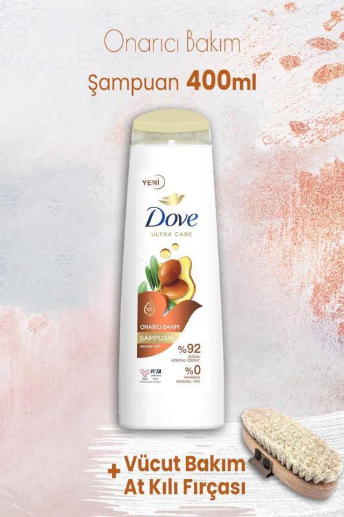 Ultra Care Onarıcı Bakım Argan Yağı Şampuan 400 ml ve Vücut Bakım At Kılı Fırçası