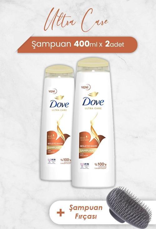 Ultra Care Şampuan Besleyici Bakım 400 ml x 2 Adet ve Şampuan Fırçası