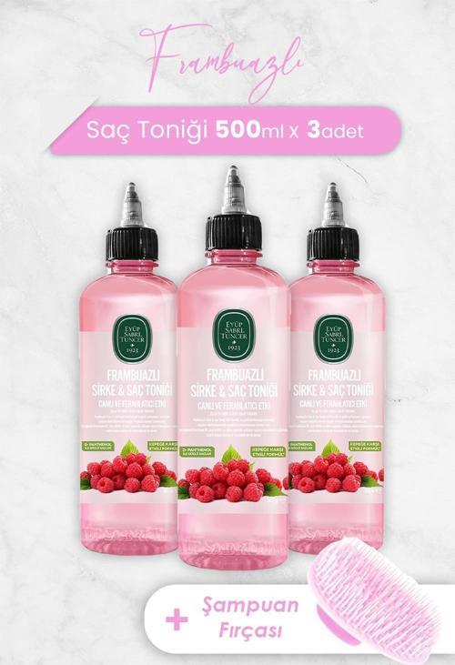 Frambuazlı Saç Toniği 500 ml x 3 Adet ve Şampuan Fırçası