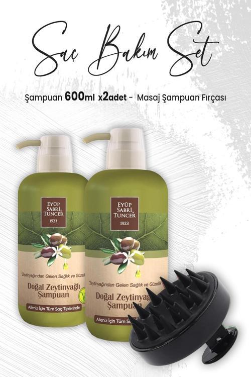 Zeytinyağlı Şampuan 600 ml x 2 Adet ve Masaj Şampuan Fırçası Siyah