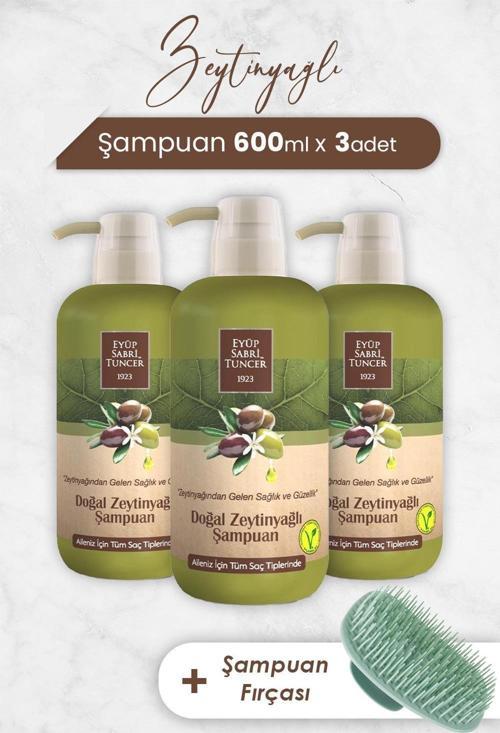 Zeytinyağlı Şampuan 600 ml x 3 Adet ve Şampuan Fırçası