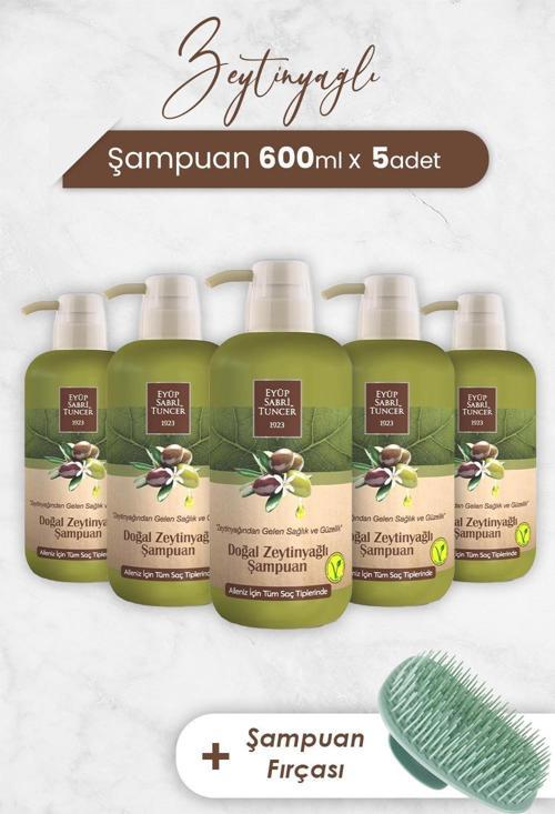 Zeytinyağlı Şampuan 600 ml x 5 Adet ve Şampuan Fırçası
