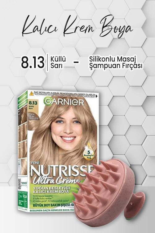 Nutrisse Besleyici Krem Saç Boyası 8.13 Küllü Sarı ve Şampuan Fırçası Pembe