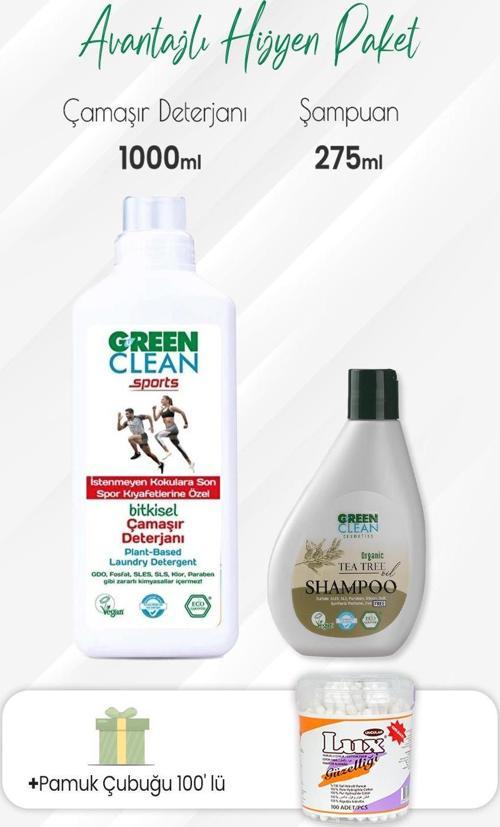 Sports Çamaşır Deterjanı,Şampuan Tea Tree 275 ml ve Pamuk Çubuğu