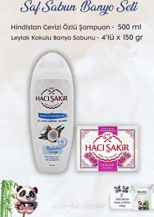 Hindistan Cevizi Şampuan 500 ml,  Leylak Kokulu Banyo Sabunu 4 x 150 gr ve ROSIE