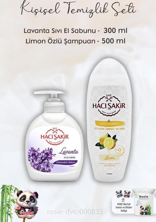 Lavanta Dinlendirici Sıvı Sabun 300 ml, Limonlu Şampuan 500 ml ve ROSIE