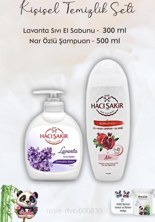 Lavanta Dinlendirici Sıvı Sabun 300 ml, Narlı Şampuan 500 ml ve ROSIE
