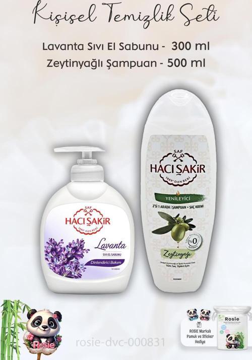 Lavanta Dinlendirici Sıvı Sabun 300 ml, Zeytinyağlı  Şampuan 500 ml ve ROSIE