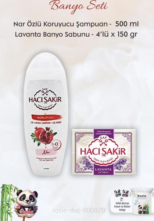 Nar 2si 1 Arada Şampuan 500 ml, Lavanta Kokulu Banyo Sabunu 4 x 150 gr ve ROSIE