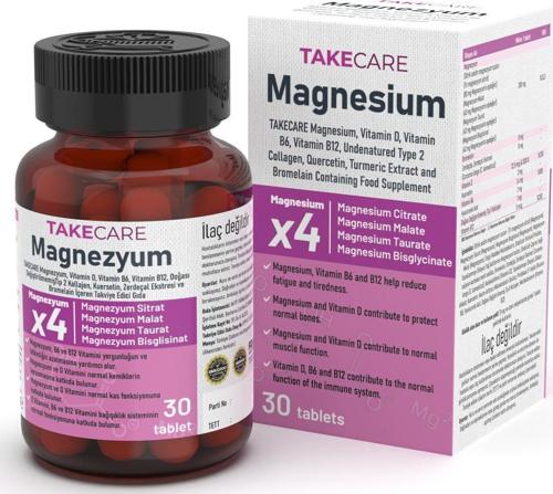 Magnezyum, Vitaminler, Zerdeçal ve Bromelain İçeren 30 Tablet