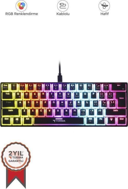 TK-04 Siyah Mekanik Rgb Işıklı Kablolu Q Klavye