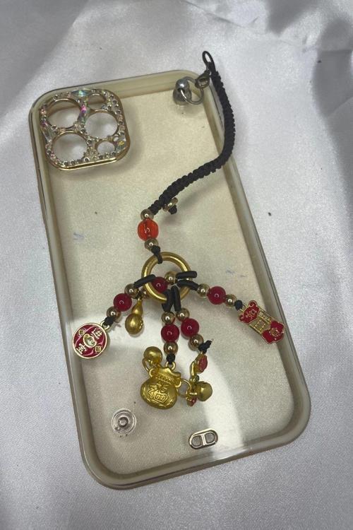 Telefon Kılıf Süsü Feng Shui Kabak Bereket Şans Mutluluk Ejderha Çin Paralı Feng Sui Pagoda Anahtarl