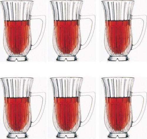 glamour ayaklı çay bardak - kulplu çay bardağı 6 lı cristalline