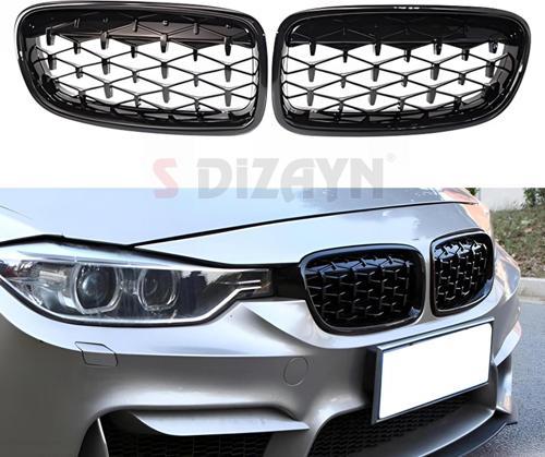 Bmw 3 Serisi F30/F31/F35 Ön Panjur Böbrek Parlak Siyah Piano Black Diamond Model 2012-2017