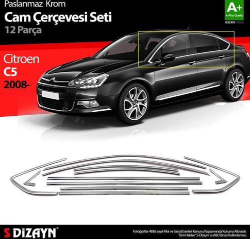 Citroen C5 Krom Cam Çerçeve Seti 12 Prç 2008-2017 (Bütün-Formlu) A+ Kalite
