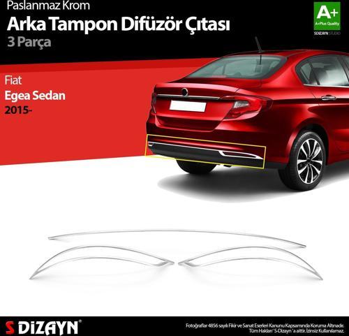 Fiat Egea SD Krom Arka Tampon Difüzör Çıtası 3 Prç. 2015 Üzeri