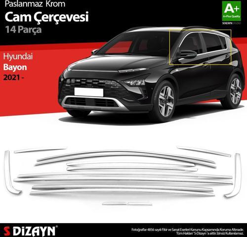 Hyundai Bayon Krom Cam Çerçevesi 14 Prç. 2021 Üzeri A+ Kalite