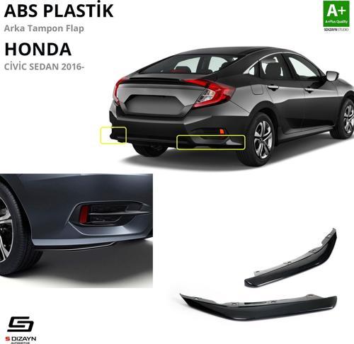 Honda Civic FC5 ABS Plastik Arka Tampon Flap Parlak Siyah 2016-2021 A+Kalite