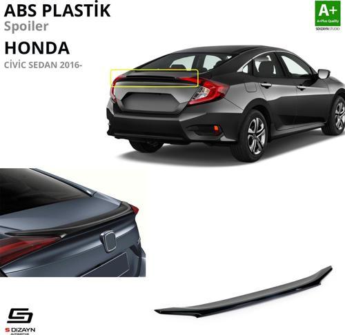 Honda Civic FC5 ABS Plastik Spoiler Parlak Siyah 2016-2021 A+Kalite