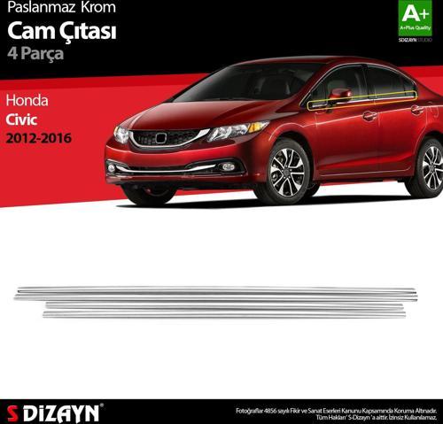 Honda Civic Krom Cam Çıtası 4 Prç 2012-2016