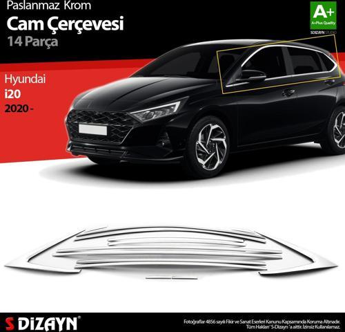 Hyundai i20 Krom Cam Çerçevesi 14 Prç. 2020 Üzeri A+ Kalite