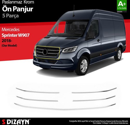 Mercedes Sprinter W907 Krom Ön Panjur Dar Model 5 Prç 2018 Üzeri