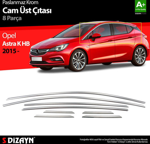 Opel Astra K HB Krom Cam Üst Çıta 8 Prç. 2015 Üzeri