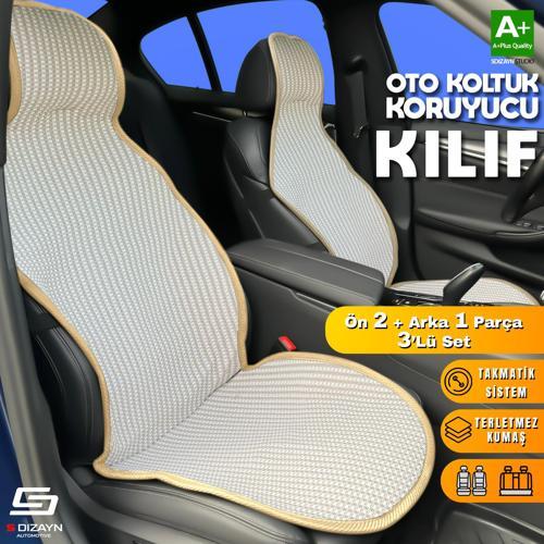 Oto Koltuk Koruyucu Kılıf Krem Universal 2+1 Parça Ön Arka A+ Kalite