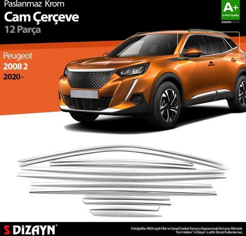 Peugeot 2008 2 Krom Cam Çerçevesi 12 Prç 2020 Üzeri A+ Kalite