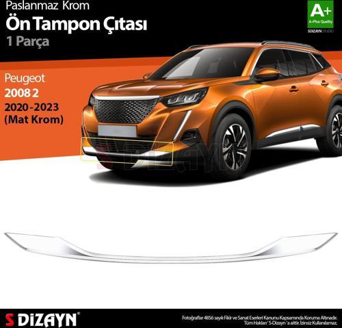 Peugeot 2008 2 Krom Ön Tampon Çıtası 2020-2023 (Mat Krom)
