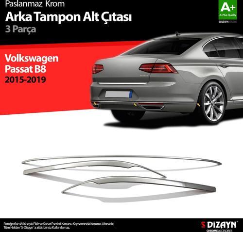 VW Passat B8 Krom Arka Tampon Alt Çıtası 3 Parça 2015 Üzeri
