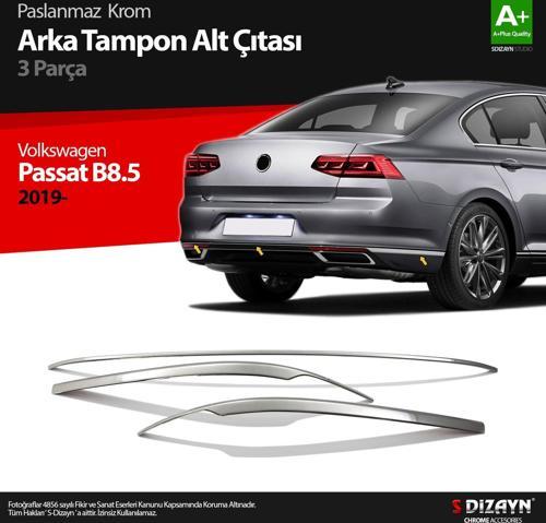 VW Passat B8.5 Krom Arka Tampon Alt Çıtası 3 Parça 2019 ve Üzeri