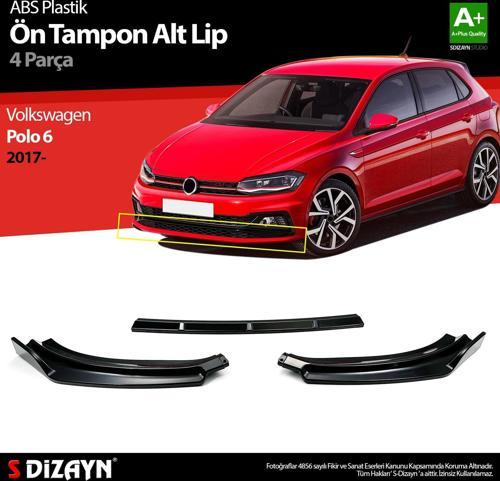 VW Polo 6 ABS Plastik Ön Tampon Alt Lip 3 Prç. 2017 Üzeri A+Kalite