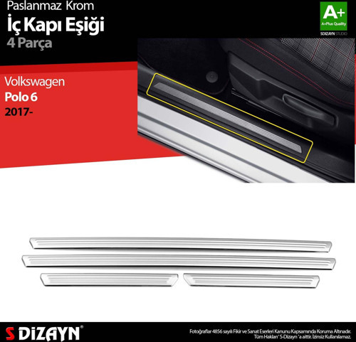 VW Polo 6 HB Krom İç Kapı Eşiği 4 Prç. 2017 Üzeri