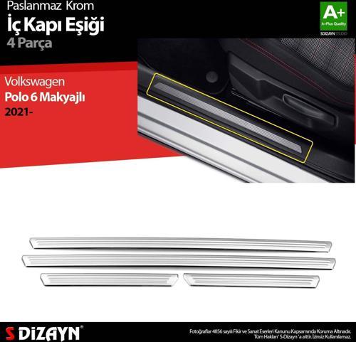 VW Polo 6 HB Makyajlı Krom İç Kapı Eşiği 4 Prç. 2021 Üzeri