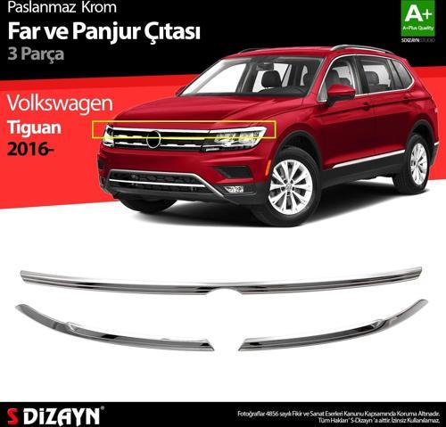 VW Tiguan Krom Far Üst Çıtası 3 Prç. 2016-2020