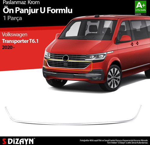 VW Transporter T6.1 Krom U Formlu Ön Panjur Çıtası 2020 Üzeri