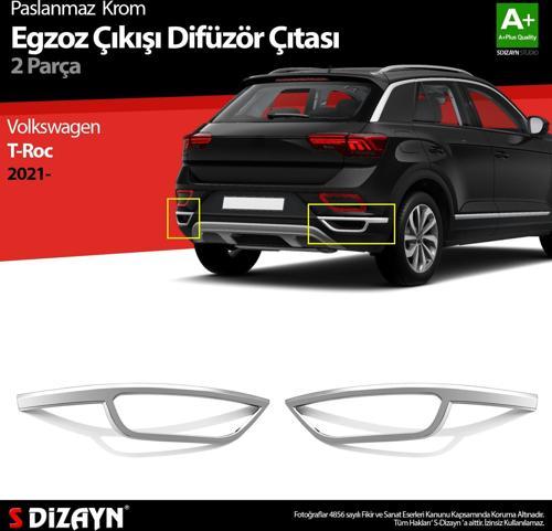 VW T-Roc Makyajlı Krom Egzoz Görünümü Difüzör 2 Prç. 2021 Üzeri