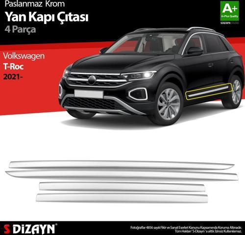VW T-Roc Makyajlı Krom Yan Kapı Çıtası 4 Prç. 2021 Üzeri