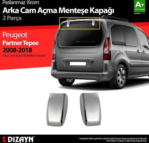 Peugeot Partner Tepee Krom Arka Cam Açma Menteşe Kapağı 2 Prç 2008-2018