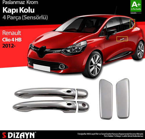Renault Clio 4 HB Krom Kapı Kolu 4 Kapı 2012 Üzeri Sensörlü