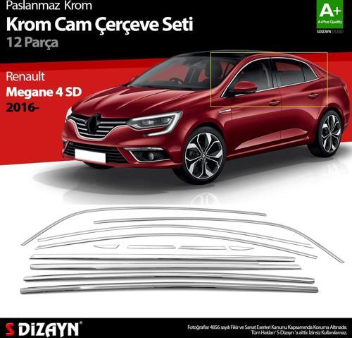 Renault Megane 4 SD Krom Cam Çerçevesi 12 Prç. 2016 Üzeri A+ Kalite