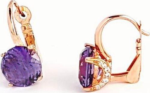 Ametist Taşlı Zirkon Taş Detaylı Gümüş Lüks Küpe