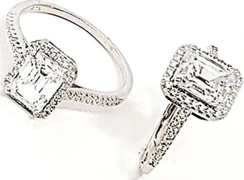 Baget Kesim Swarovski Taşlı Gümüş Bayan Tek Taş Yüzük