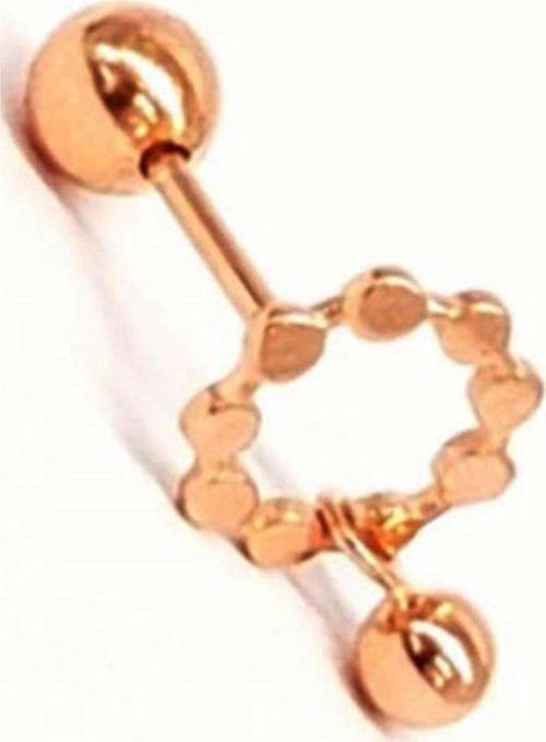 Gümüş Üzerine Rose Altın Kaplama Kıkırdak Küpesi