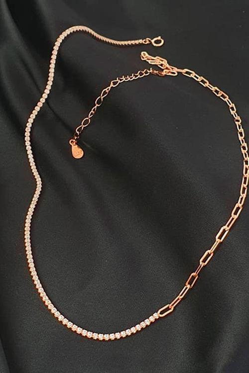 İtalyan Tasarımı 925 Ayar Gümüş Rose Modern Kolye