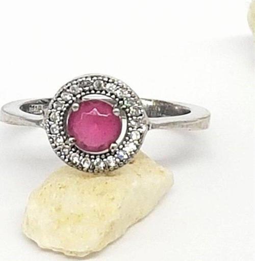 Pembe Taşlı Gümüş Bayan Yüzük