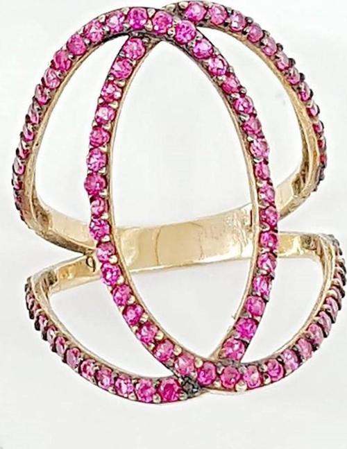 Pembe Zirkon Taşlı 925 Ayar Gümüş Rose Yüzük