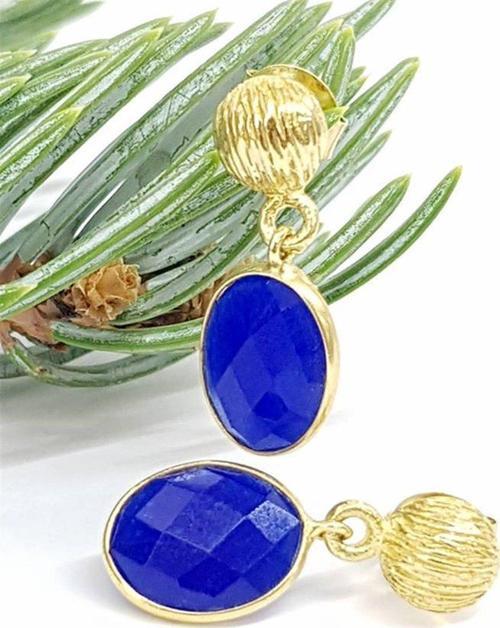 Lapis Taşlı Tasarım Gümüş Küpe