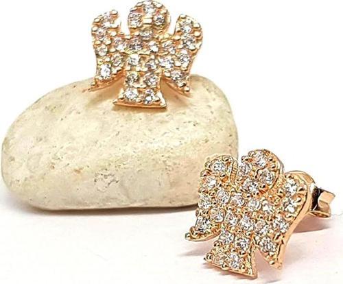 Melek Figürlü Gümüş Rose  Küpe